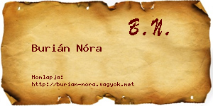 Burián Nóra névjegykártya